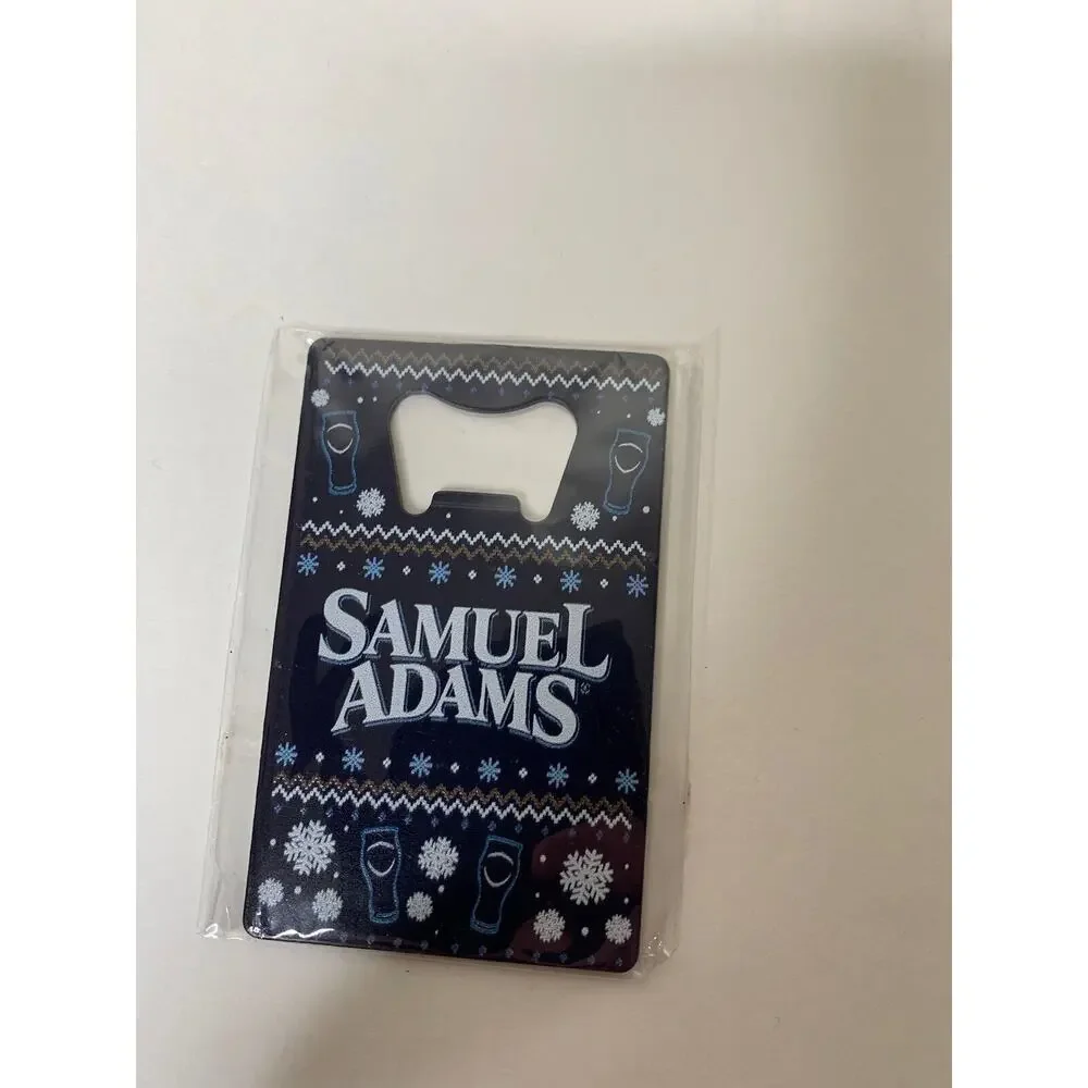 SAMUEL ADAMS Bottle Opener Blue White Lettering Snowflakes Promotional NEW